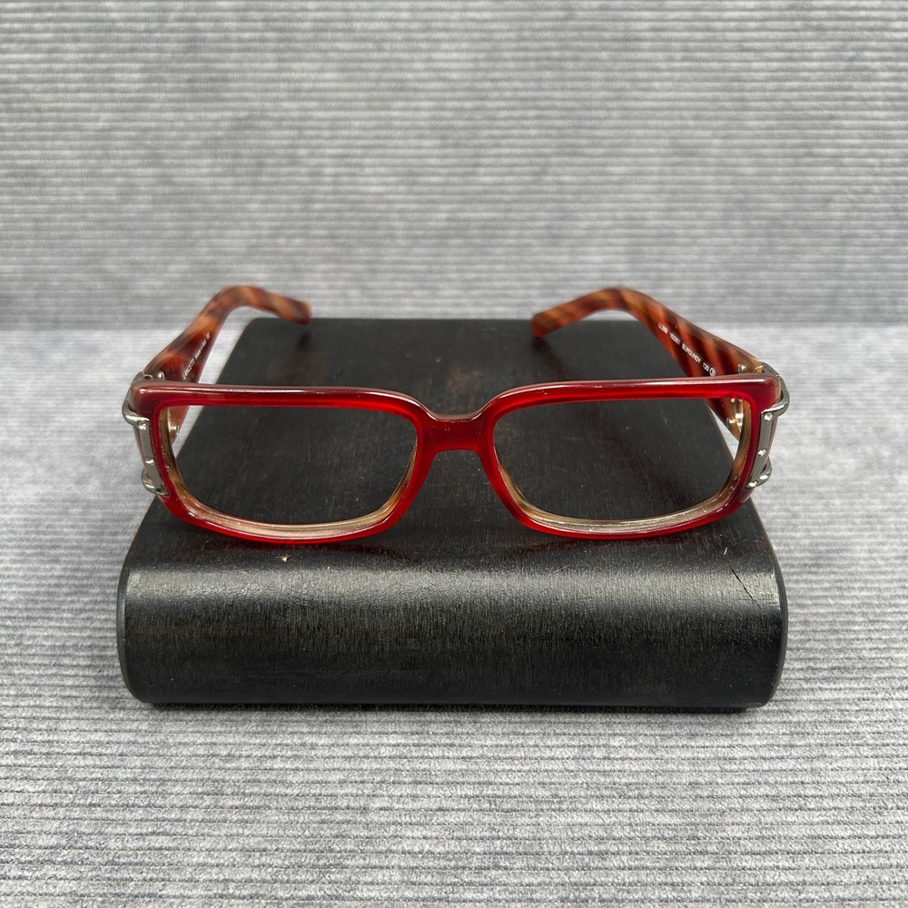 Lancetti LL309 Burgundy Rectangular Y2k Eyeglasses Tortoise Italy 120mm Frames
